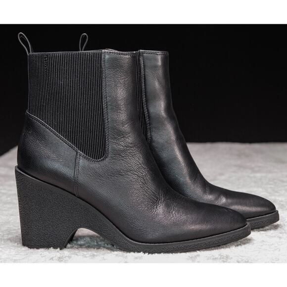 Aerosoles Mylo Black Leather Wedge Ankle Boots Womens Size 11rac - Picture 8 of 16